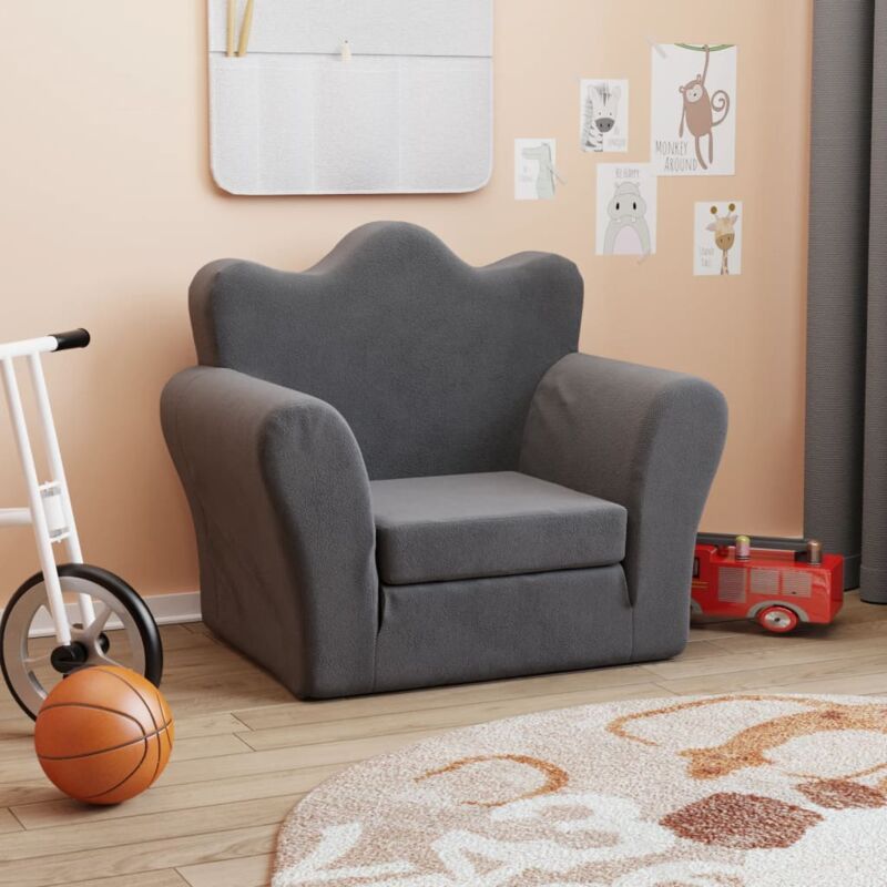 foto del prodotto vidaxl divano letto per bambini antracite in morbido peluche