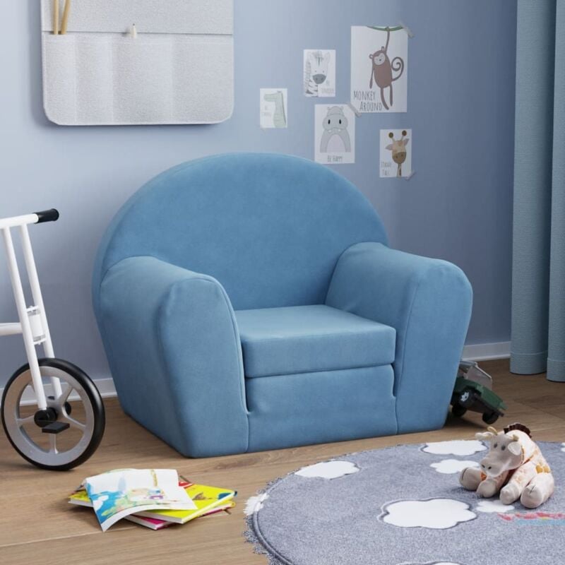 foto del prodotto vidaxl divano letto per bambini blu in morbido peluche