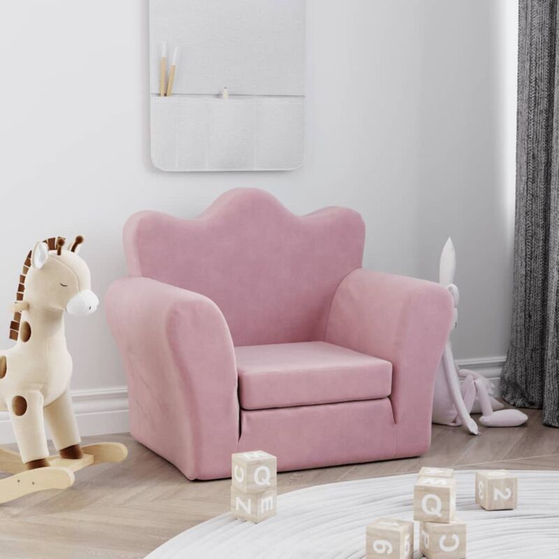 foto del prodotto vidaxl divano letto per bambini rosa in morbido peluche