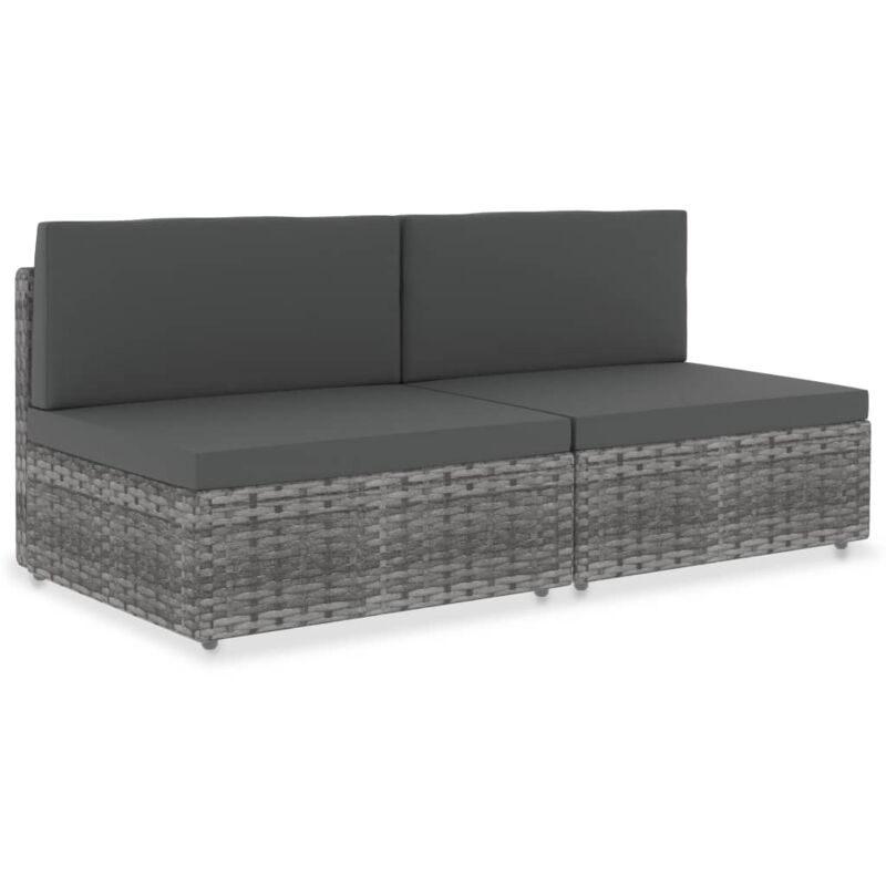 foto del prodotto vidaxl divano modulare a 2 posti in polyrattan grigio