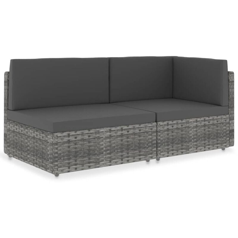 foto del prodotto vidaxl divano modulare a 2 posti in polyrattan grigio