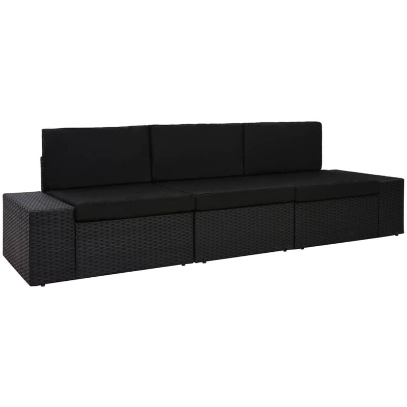foto del prodotto vidaxl divano modulare a 3 posti in polyrattan nero 905484