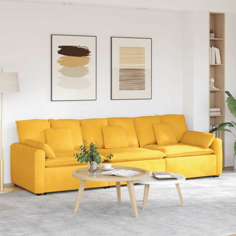 foto del prodotto vidaxl divano modulare con cuscini giallo chiaro