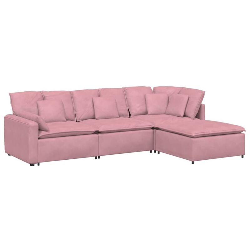 foto del prodotto vidaxl divano modulare con poggiapiedi e cuscini in velluto rosa