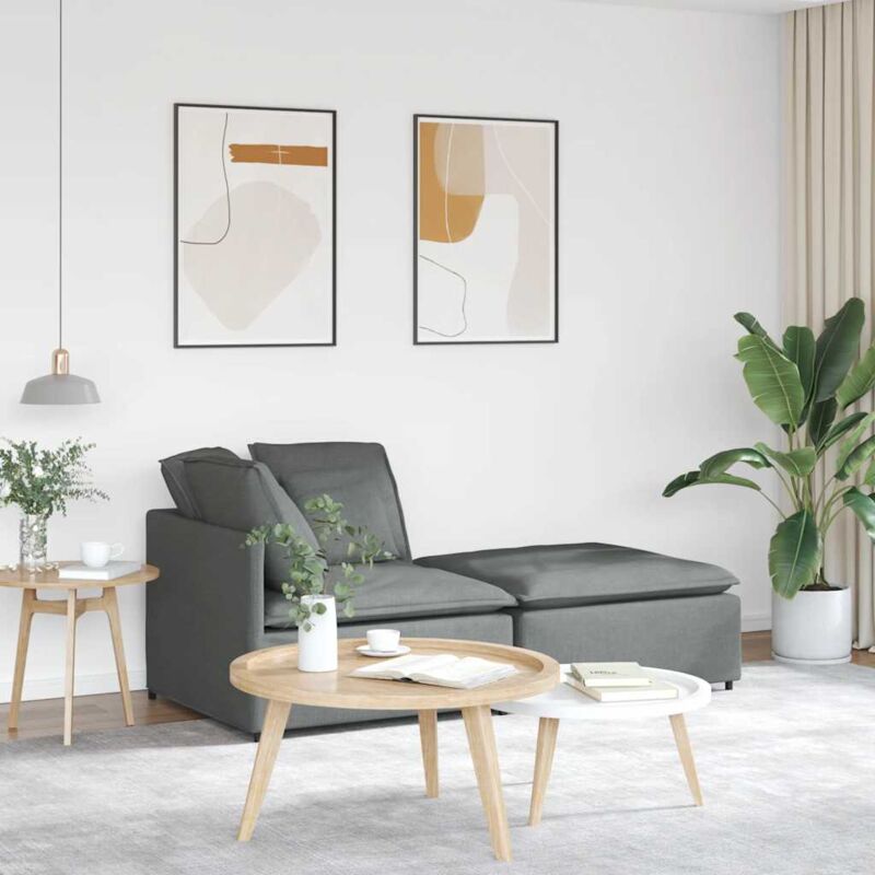 foto del prodotto vidaxl divano modulare con poggiapiedi e cuscini tessuto grigio scuro
