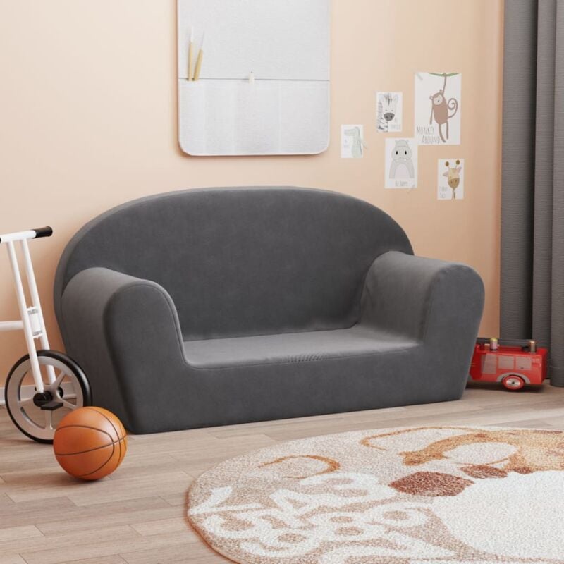 foto del prodotto vidaxl divano per bambini a 2 posti antracite in morbido peluche
