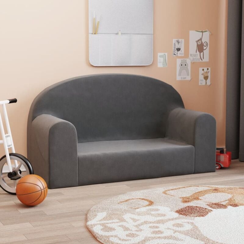 foto del prodotto vidaxl divano per bambini a 2 posti antracite in morbido peluche