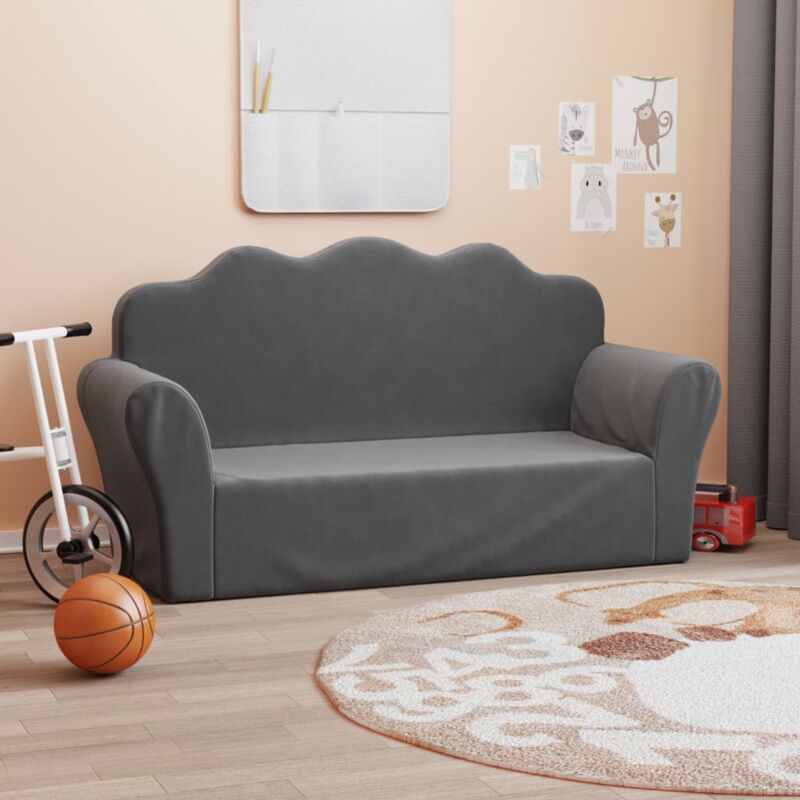 foto del prodotto vidaxl divano per bambini a 2 posti antracite in morbido peluche