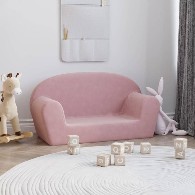 foto del prodotto vidaxl divano per bambini a 2 posti rosa in morbido peluche