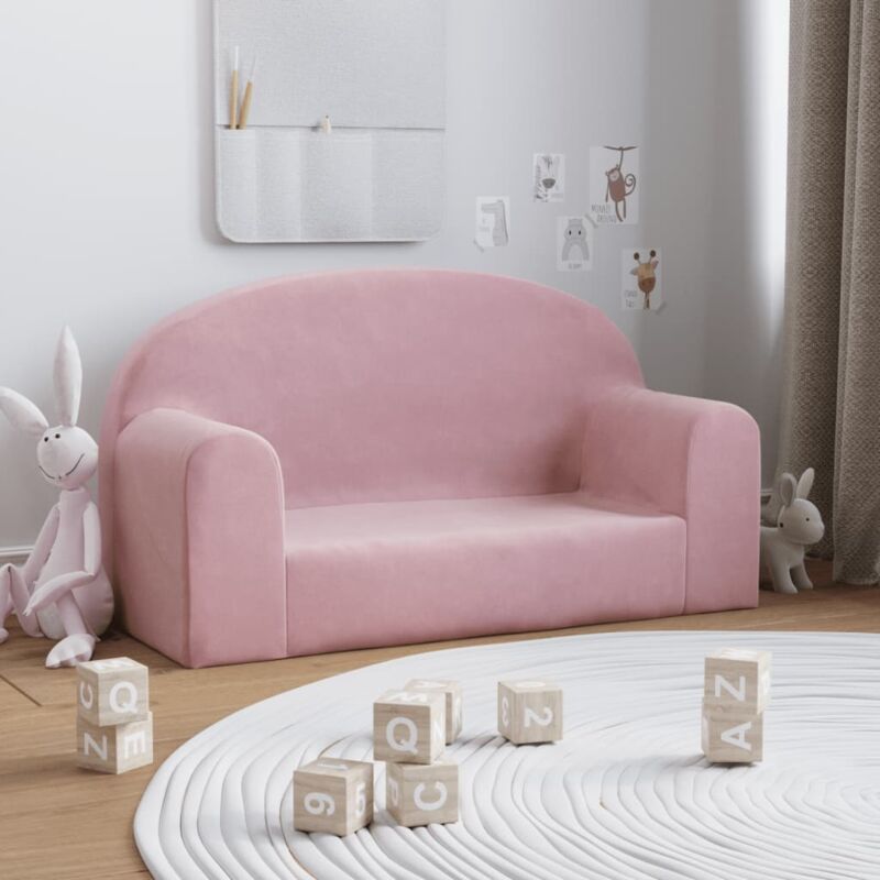 foto del prodotto vidaxl divano per bambini a 2 posti rosa in morbido peluche