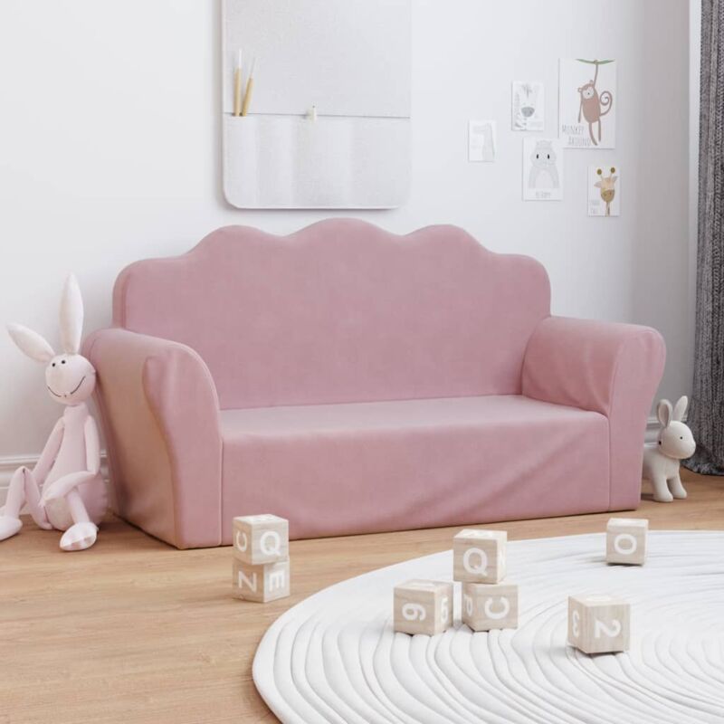 foto del prodotto vidaxl divano per bambini a 2 posti rosa in morbido peluche