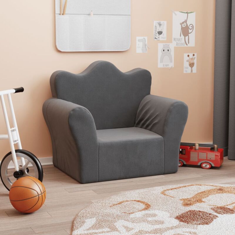 foto del prodotto vidaxl divano per bambini antracite in morbido peluche