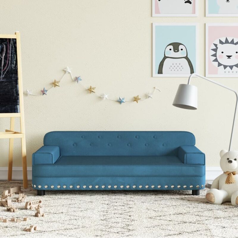 foto del prodotto vidaxl divano per bambini blu 90x53x30 cm in velluto