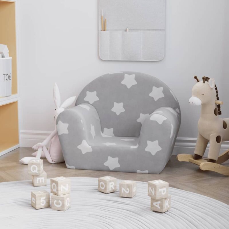 foto del prodotto vidaxl divano per bambini grigio chiaro con stelle in morbido peluche