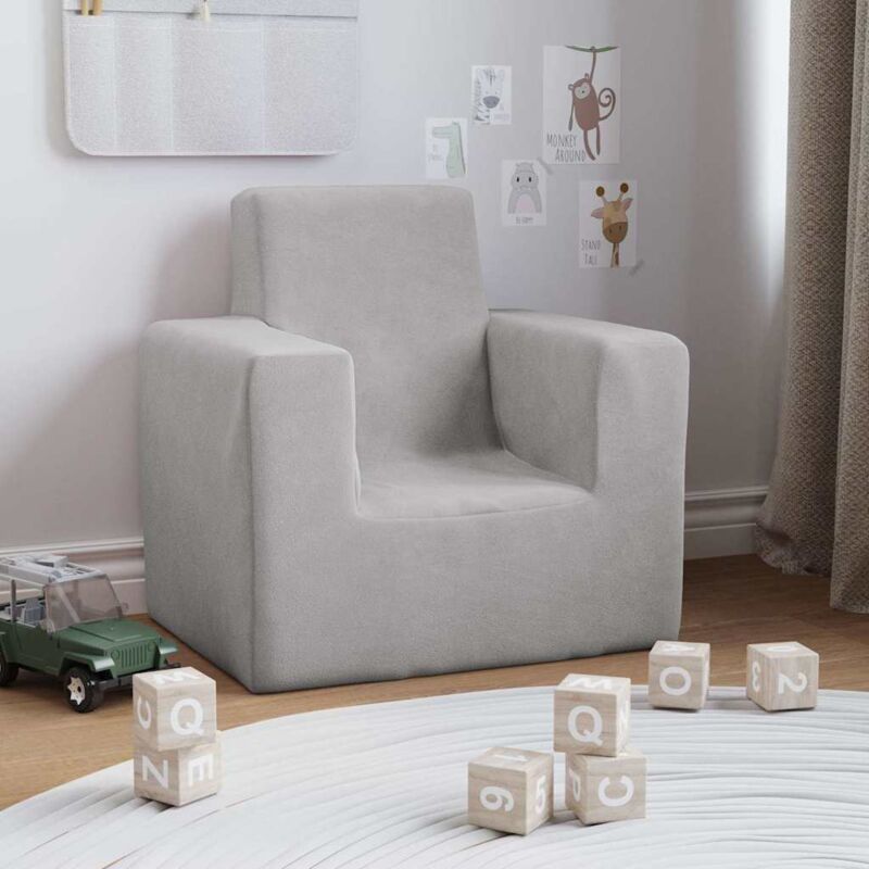 foto del prodotto vidaxl divano per bambini grigio chiaro in morbido peluche