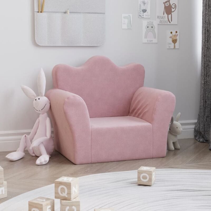 foto del prodotto vidaxl divano per bambini rosa in morbido peluche