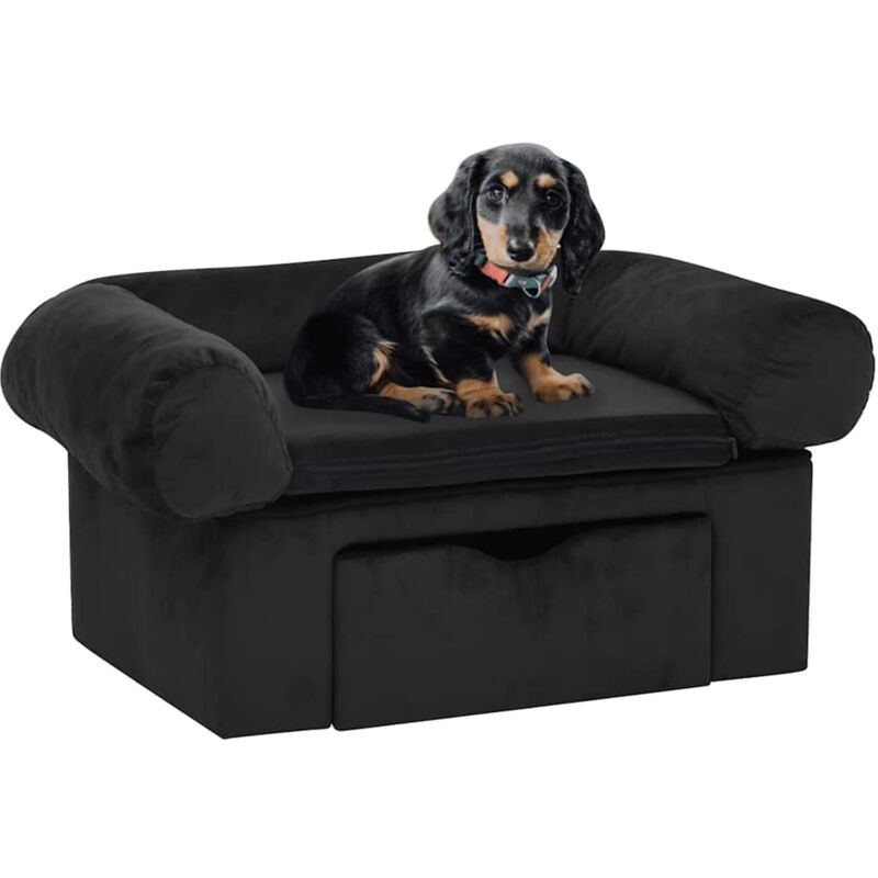 foto del prodotto vidaxl divano per cani con cassetto nero 75x50x38 cm in peluche
