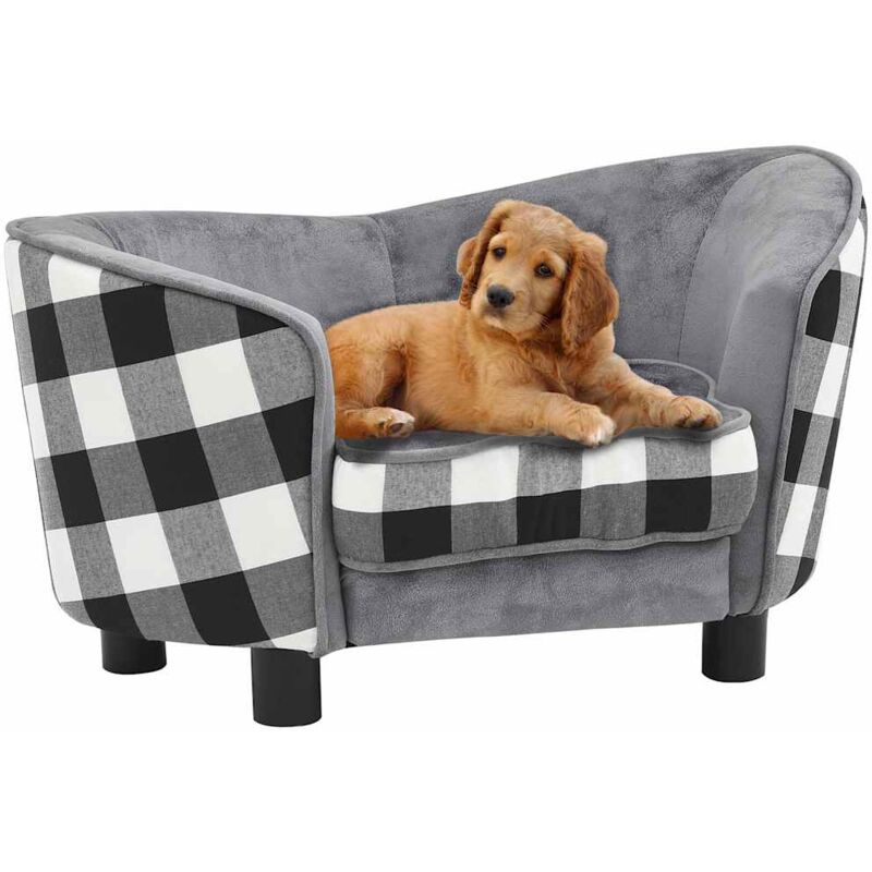 foto del prodotto vidaxl divano per cani grigio 68x38x38 cm in peluche