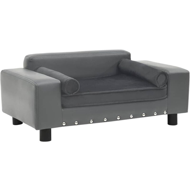 foto del prodotto vidaxl divano per cani grigio 81x43x31 cm in peluche e similpelle