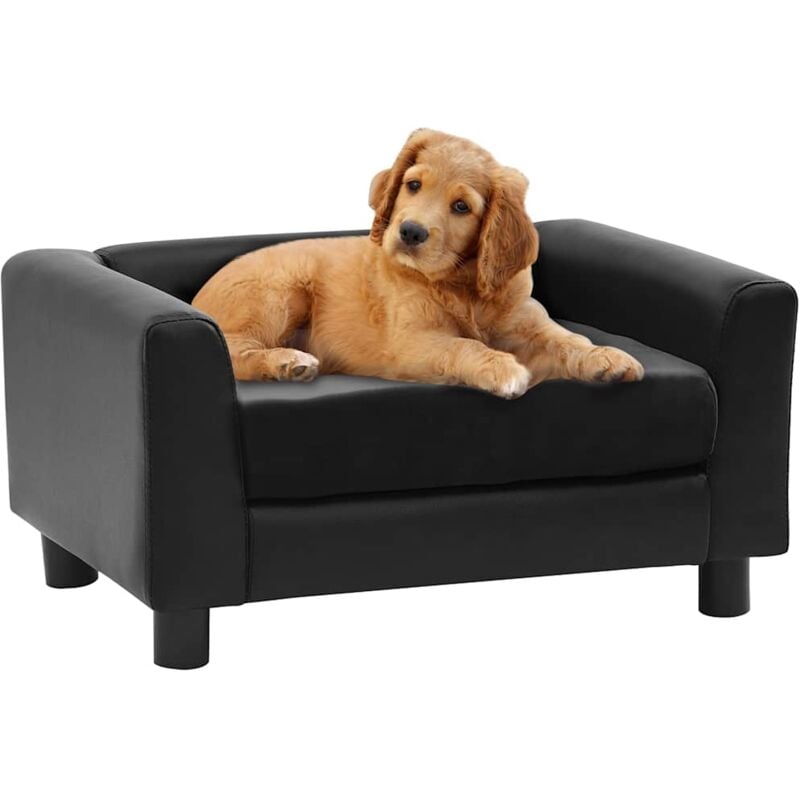 foto del prodotto vidaxl divano per cani nero 60x43x30 cm in peluche e similpelle