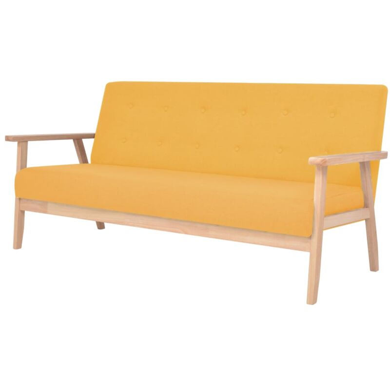 foto del prodotto vidaxl divano relax a 3 posti stile retr in tessuto salotto elegante vari colori colore giallo