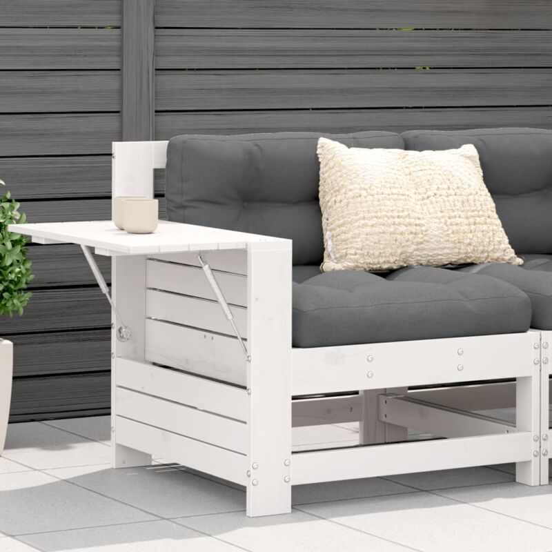 foto del prodotto vidaxl divano senza braccioli da giardino con tavolino bianco pino