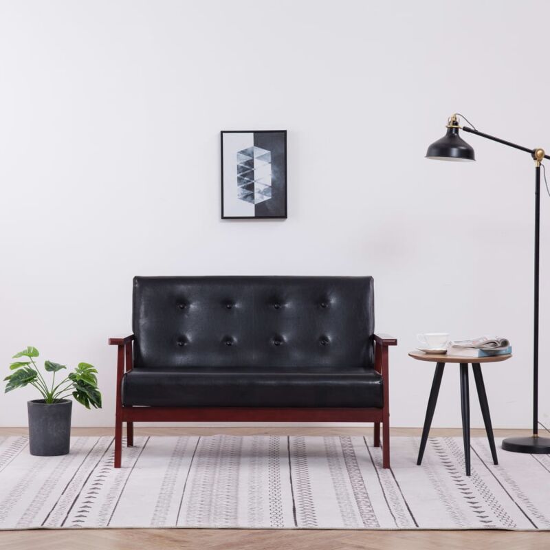 foto del prodotto vidaxl divano stile retr nero in ecopelle divano salotto elegante vari dimensioni dimensioni 113.5 x 67 x 73.5 cm