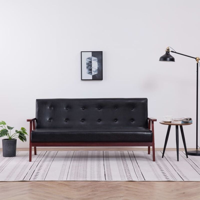 foto del prodotto vidaxl divano stile retr nero in ecopelle divano salotto elegante vari dimensioni dimensioni 158 x 67 x 73.5 cm