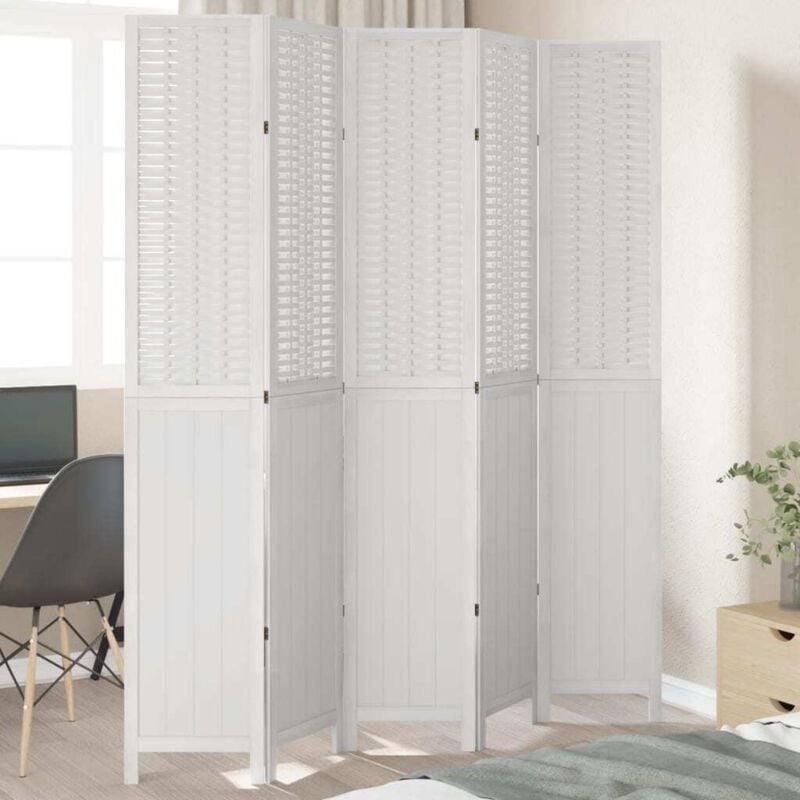 foto del prodotto vidaxl divisorio ambienti 5pannelli bianco legno massello di paulownia