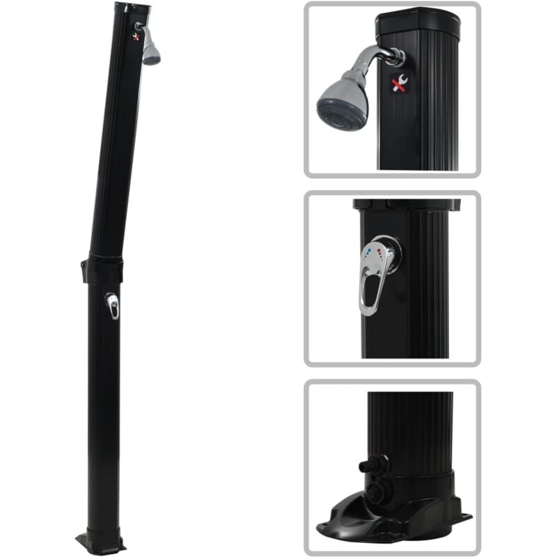foto del prodotto vidaxl doccia ad energia solare pieghevole nera 214 cm 23 l