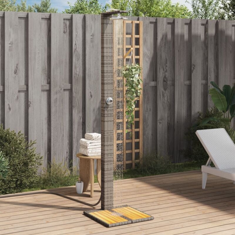 foto del prodotto vidaxl doccia da esterno grigia 50x55x224 cm polyrattan e legno acacia