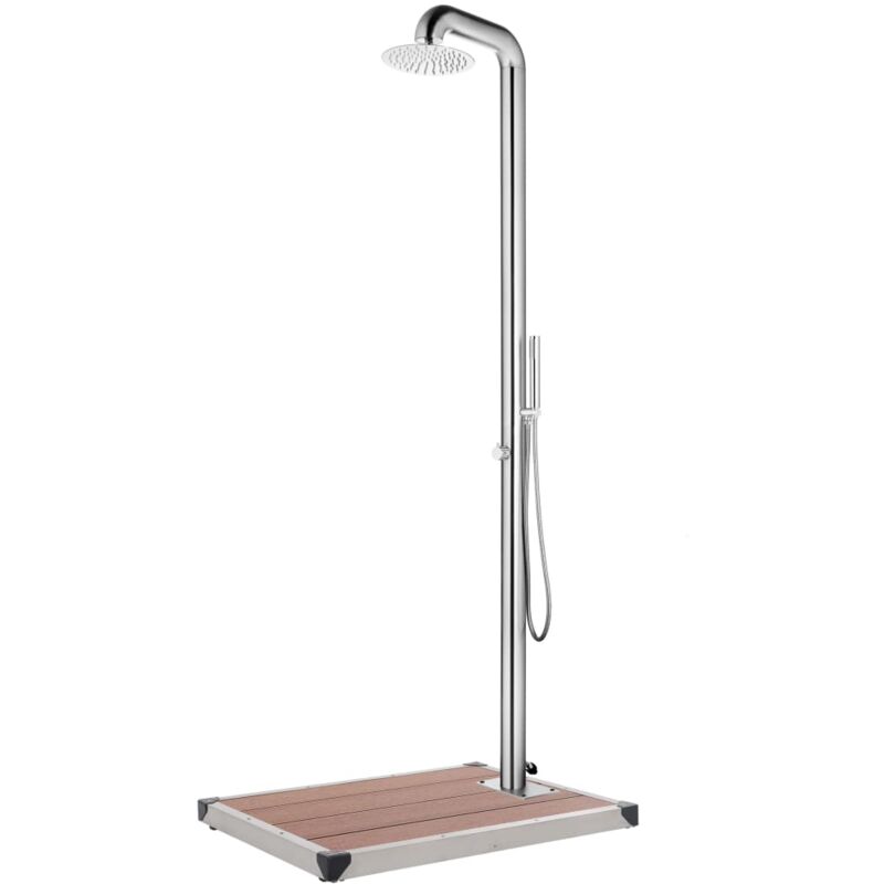 foto del prodotto vidaxl doccia da giardino con base marrone 230 cm in acciaio inox
