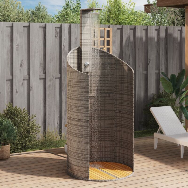 foto del prodotto vidaxl doccia esterno grigia 100x100x241,5cm polyrattan e legno acacia