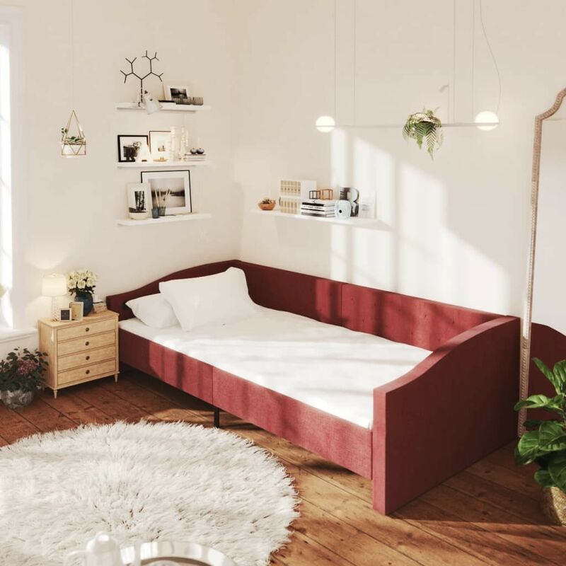foto del prodotto vidaxl dormeuse con materasso usb rosso vino in tessuto 90x200 cm