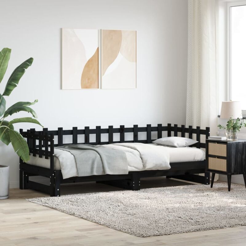 foto del prodotto vidaxl dormeuse estraibile nera 2x 90x190 cm legno massello di pino