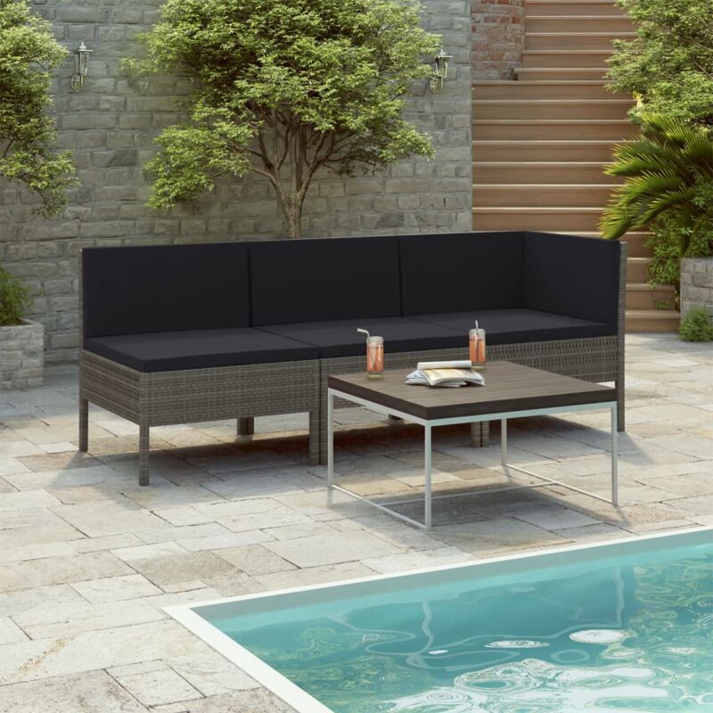 foto del prodotto vidaxl elegante divano da esterni a 3 posti in polyrattan con cuscini vari colori colore grigio
