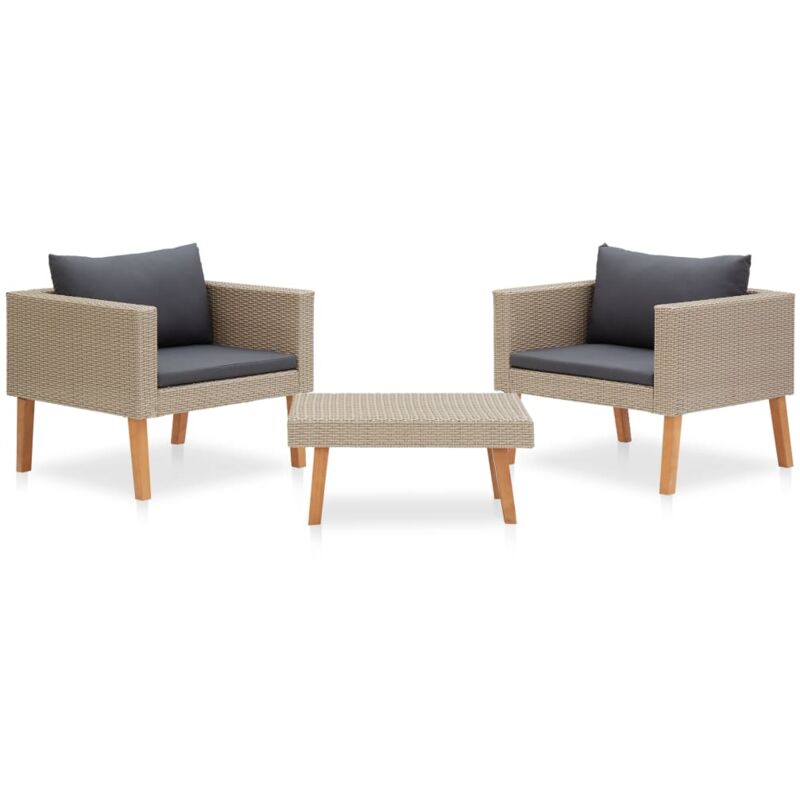 foto del prodotto vidaxl elegante salottino da patio con 2 poltroncine con cuscini e tavolo vari colori colore beige