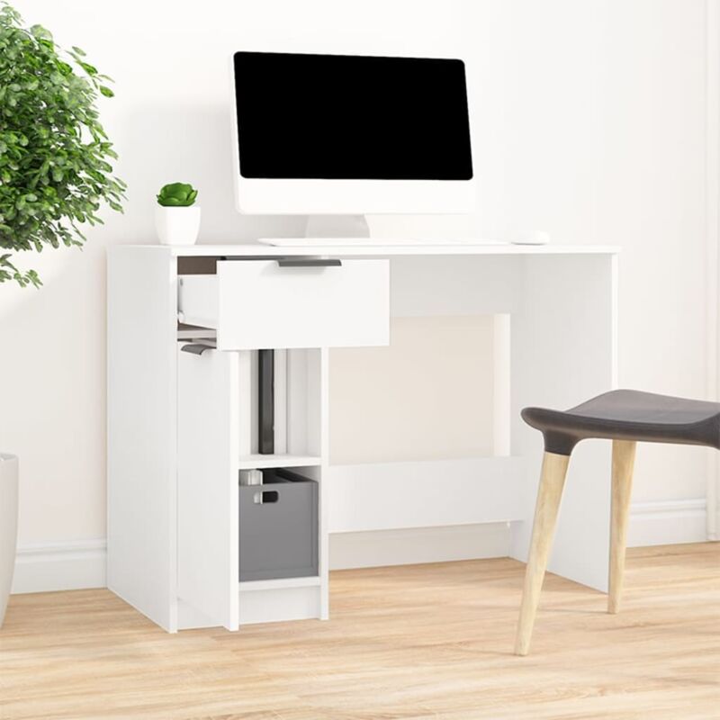 foto del prodotto vidaxl elegante scrivania dal design semplice dotata di cassetto e anta vari colori colore bianco