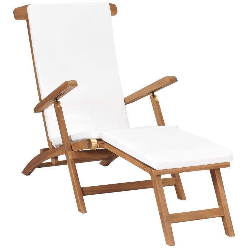 foto del prodotto vidaxl elegante sdraio da giardino in legno reclinabile con cuscini vari colori colore crema