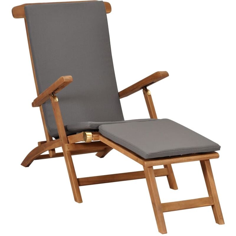 foto del prodotto vidaxl elegante sdraio da giardino in legno reclinabile con cuscini vari colori colore grigio