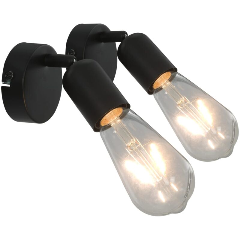 foto del prodotto vidaxl faretti 2 pz con lampadine a incandescenza 2 w nero e27