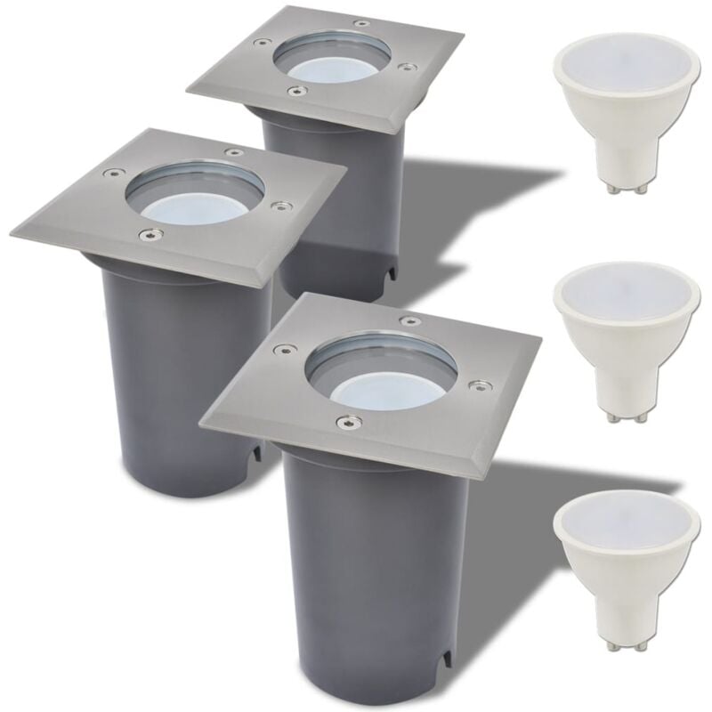 foto del prodotto vidaxl faretti carrabili da esterno a led 3 pz quadrati
