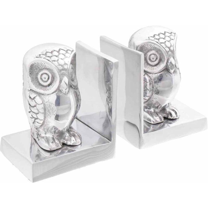 foto del prodotto vidaxl fermalibri 2 pcs argento 7x9x11 cm alluminio gufo