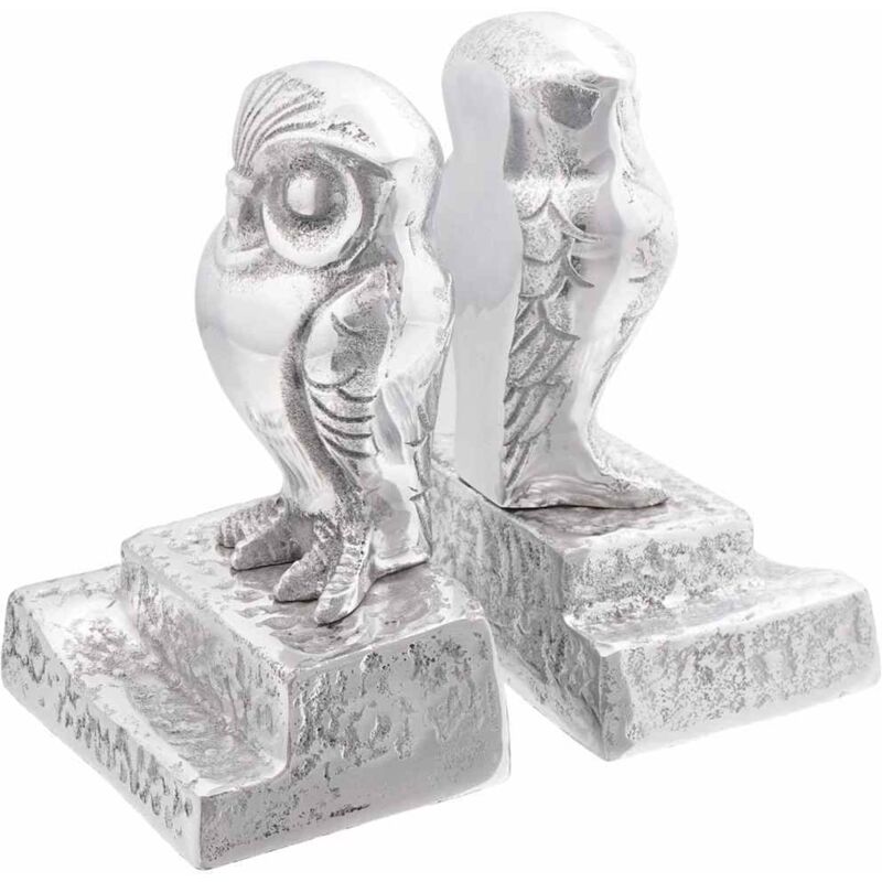 foto del prodotto vidaxl fermalibri 2 pz argento 12x9x19 cm alluminio gufo