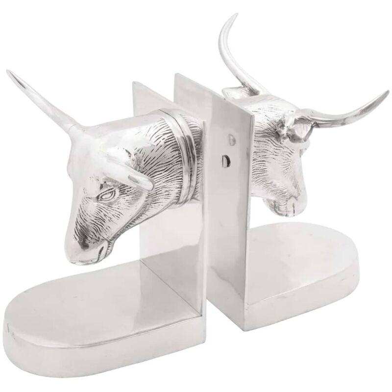 foto del prodotto vidaxl fermalibri 2 pz argento 21,5x15,5x20 cm alluminio toro