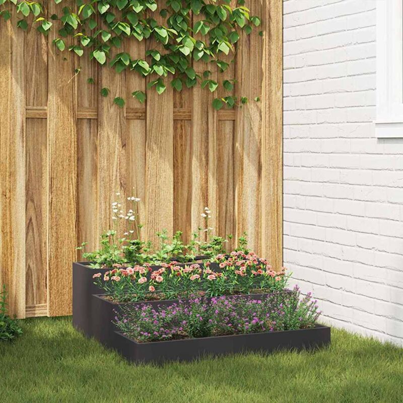 foto del prodotto vidaxl fioriera da giardino a 3 strati 90 x 90 x 35 cm in acciaio nero