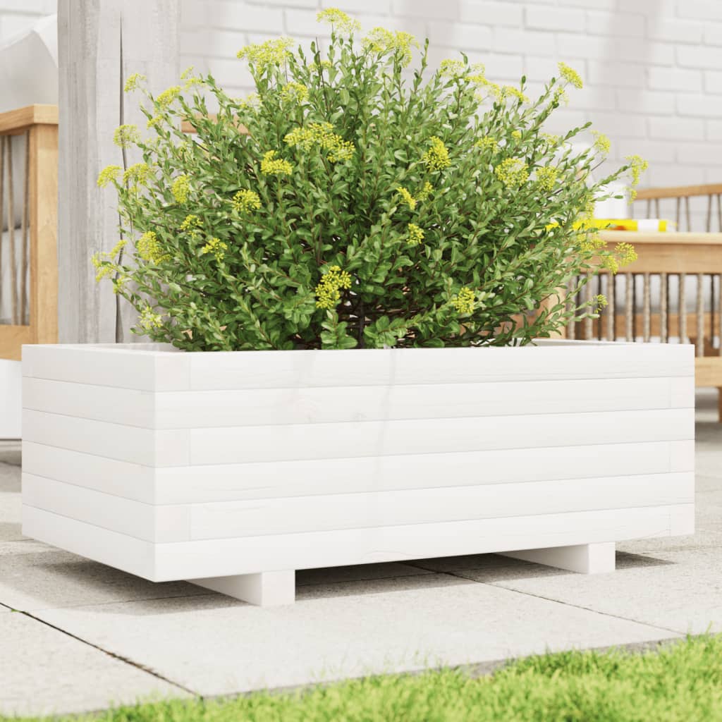 foto del prodotto vidaxl fioriera da giardino bianca 70x40x26,5cm legno massello di pino