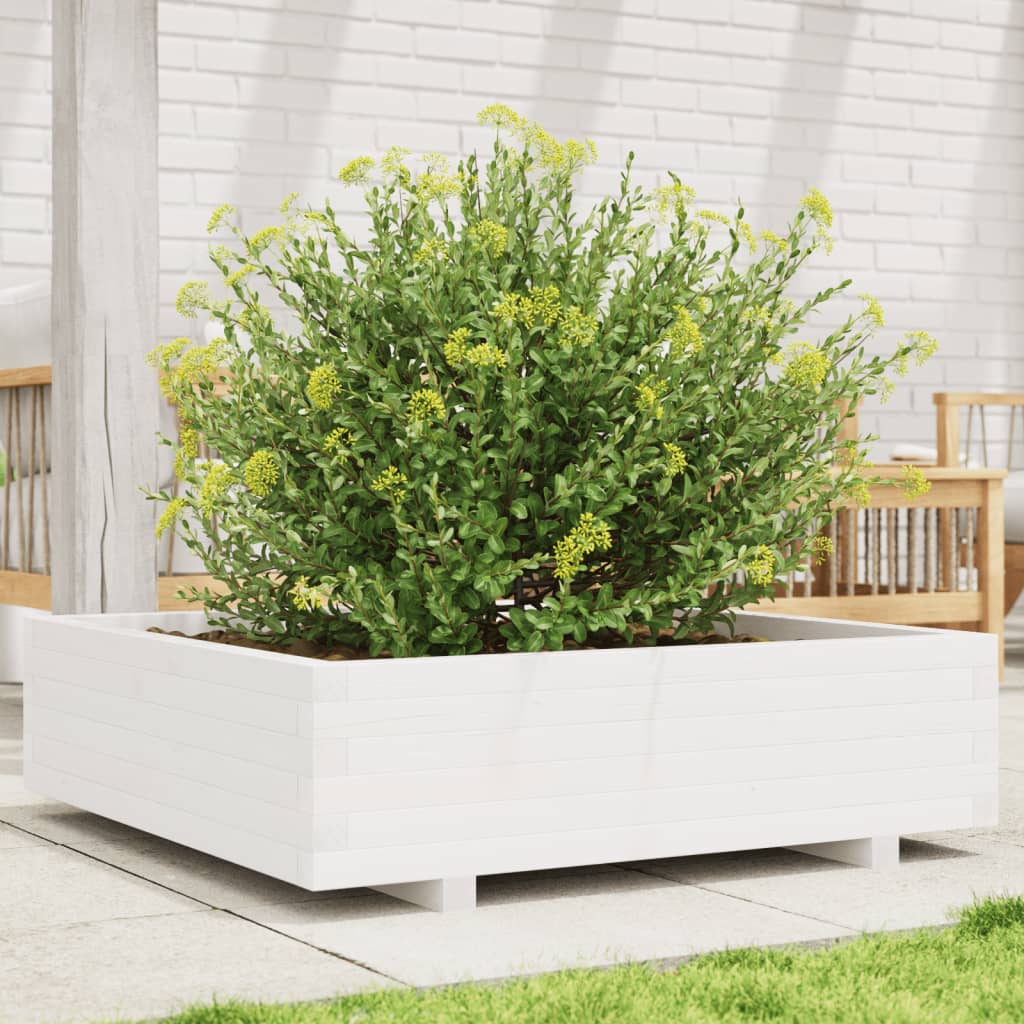 foto del prodotto vidaxl fioriera da giardino bianca 90x90x26,5cm legno massello di pino