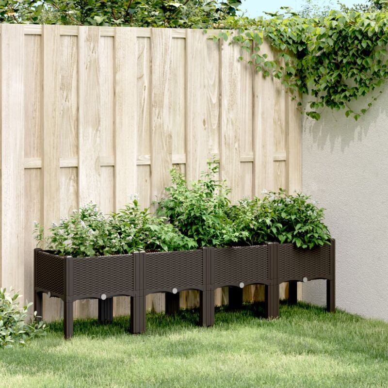 foto del prodotto vidaxl fioriera da giardino con gambe marrone 160x40x42 cm in pp