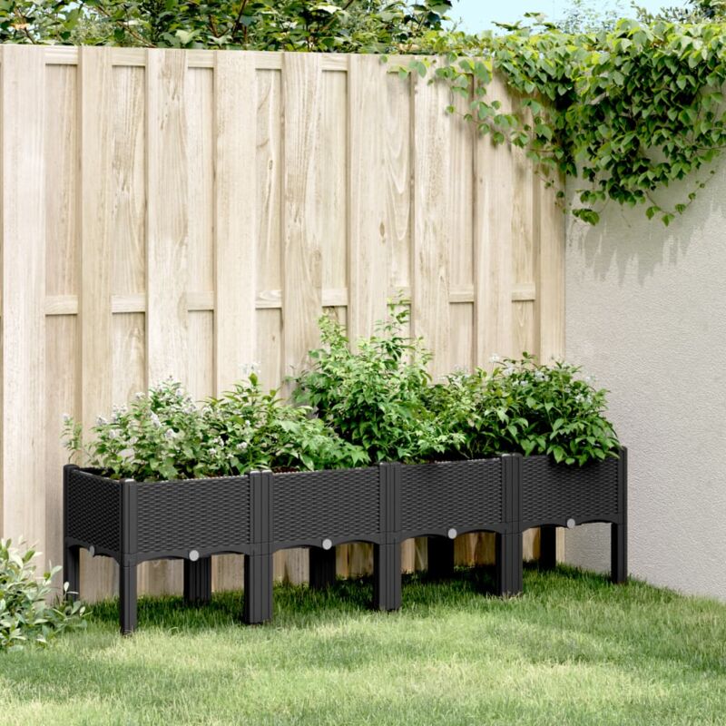 foto del prodotto vidaxl fioriera da giardino con gambe nera 160x40x42 cm in pp